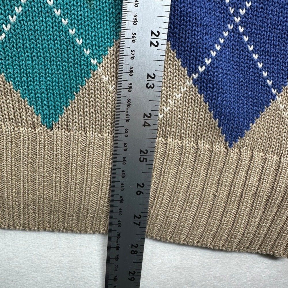 Wakefield Co Kenneth Gordon Mens L Argyle V Neck Sweater Vest Tan Brown Vintage - Picture 11 of 16